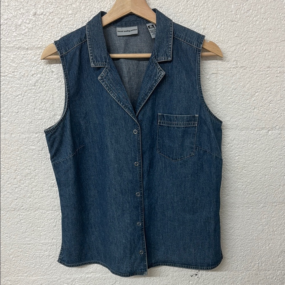 Denim Sleeveless Button-Up Vest